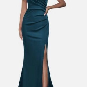 Chic One-Shoulder Teal Dress